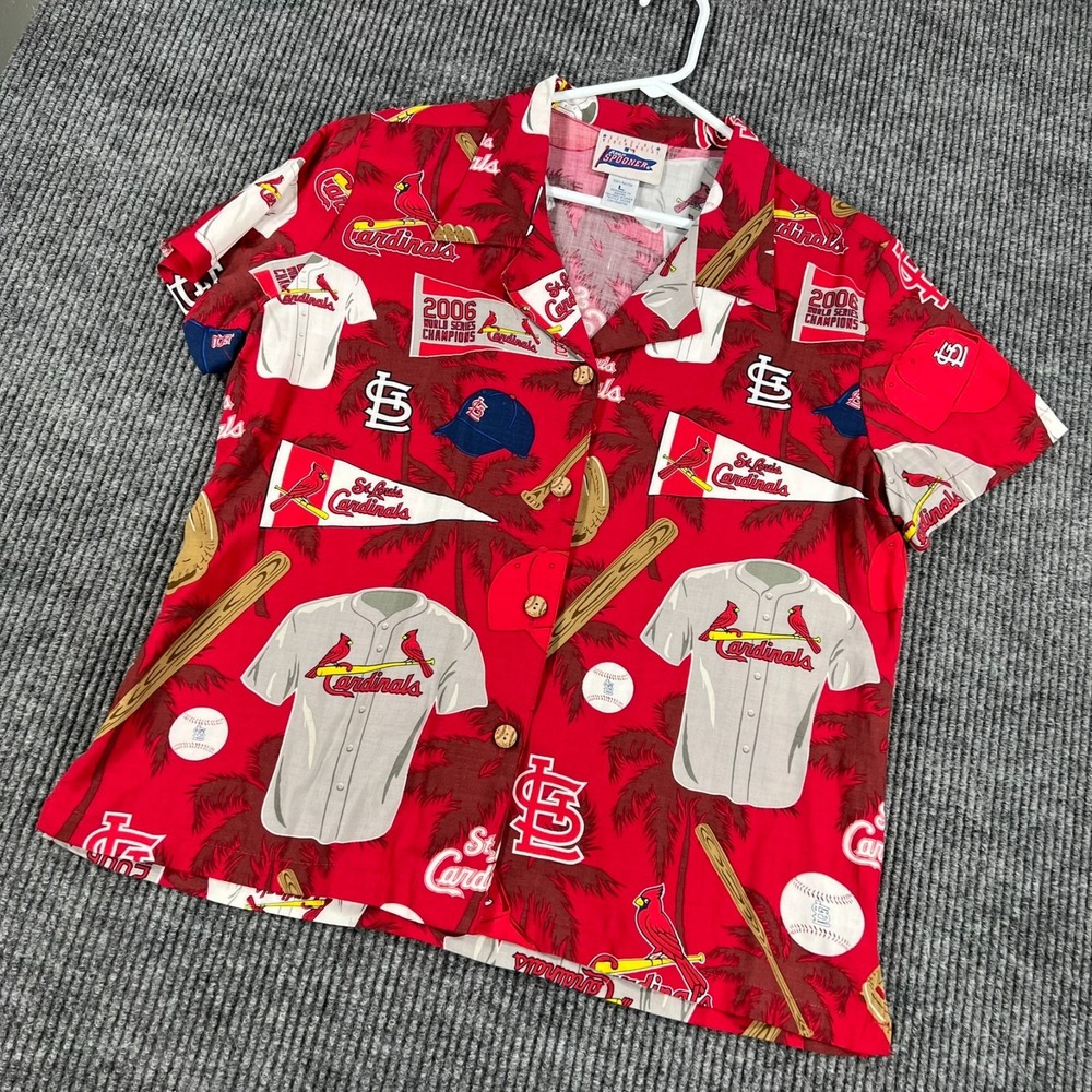 St. Louis Cardinals Reyn Spooner Shirt Womens Large Red Hawaiian Short Sleeve